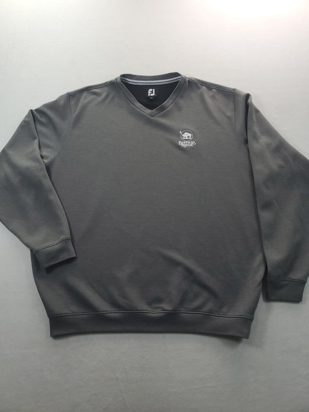 FJ (FootJoy) Sweatshirt Mens XXL Gray V-Neck Knit Pullover Golf Logo